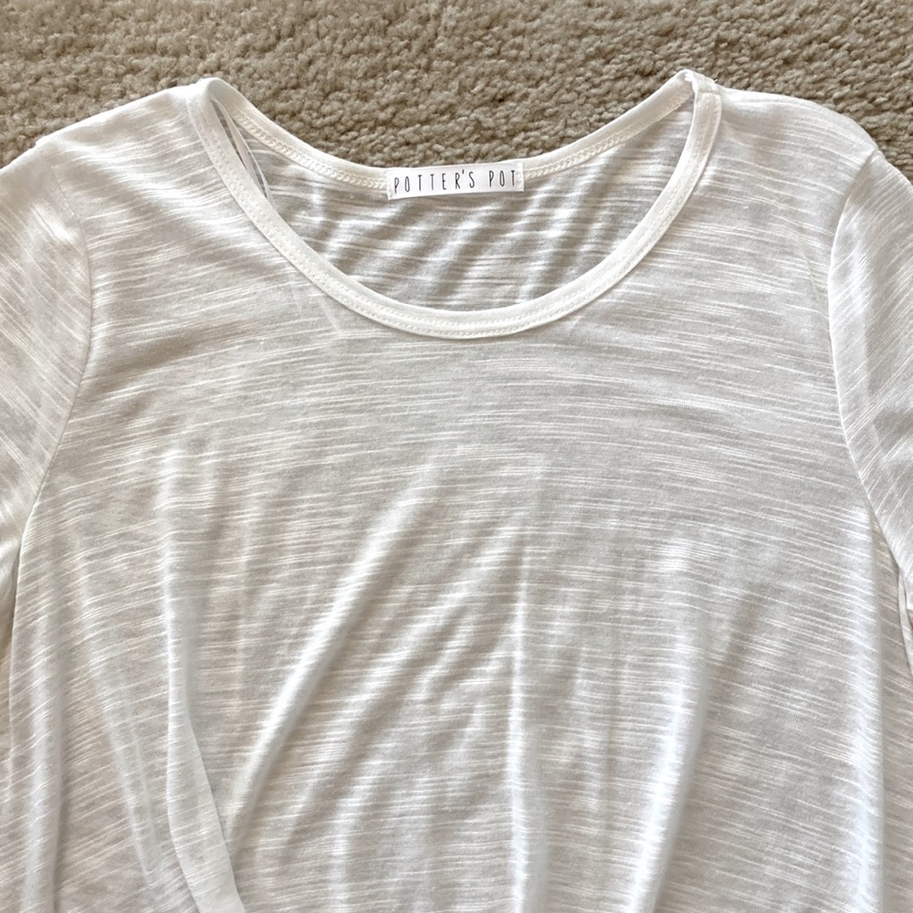 White Tie Front Short Sleeve Tee - Picture 3 of 7